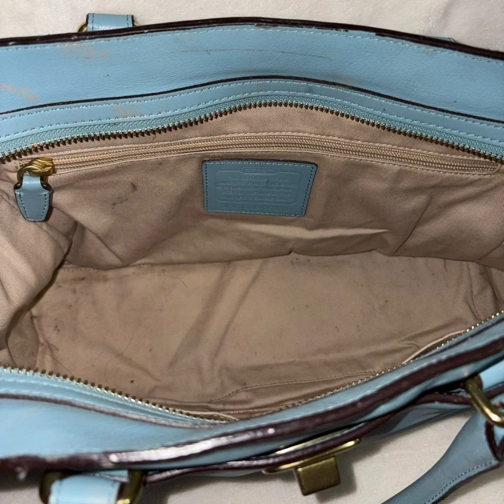 Vintage authentic Coach Legacy Chelsea Carryall - Robins Eggs Blue Leather Tote - Picture 4 of 5